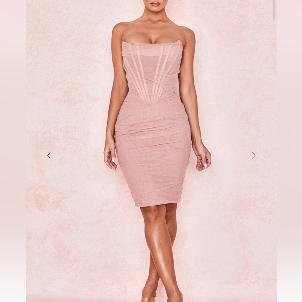 House of CB Leila Blush Mesh Corset Mini Dress| Size XS| No Tags, Not Worn